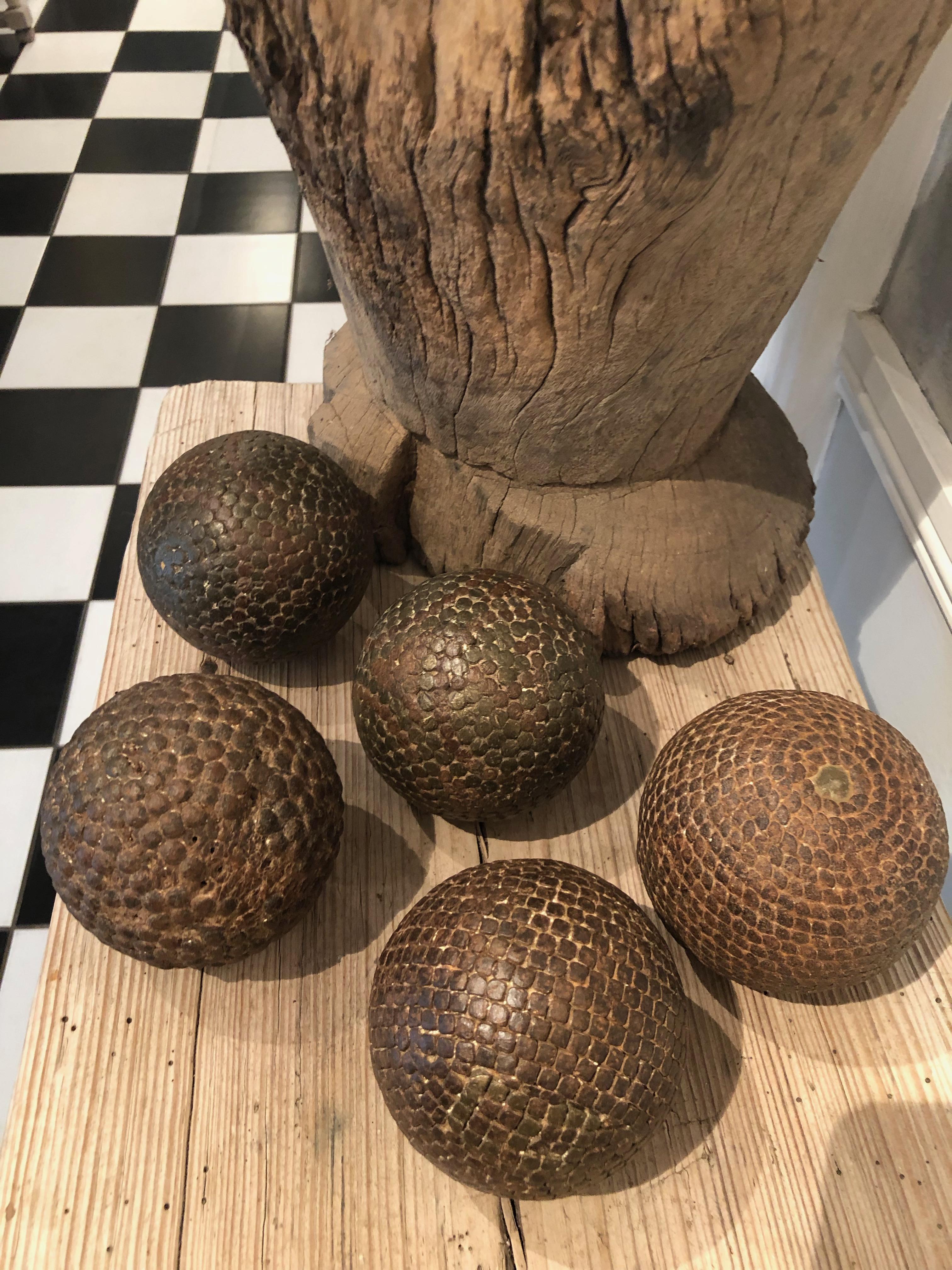 Collection of Eleven 19th Century French Iron-Studded Wooden Pétanque Balls 5