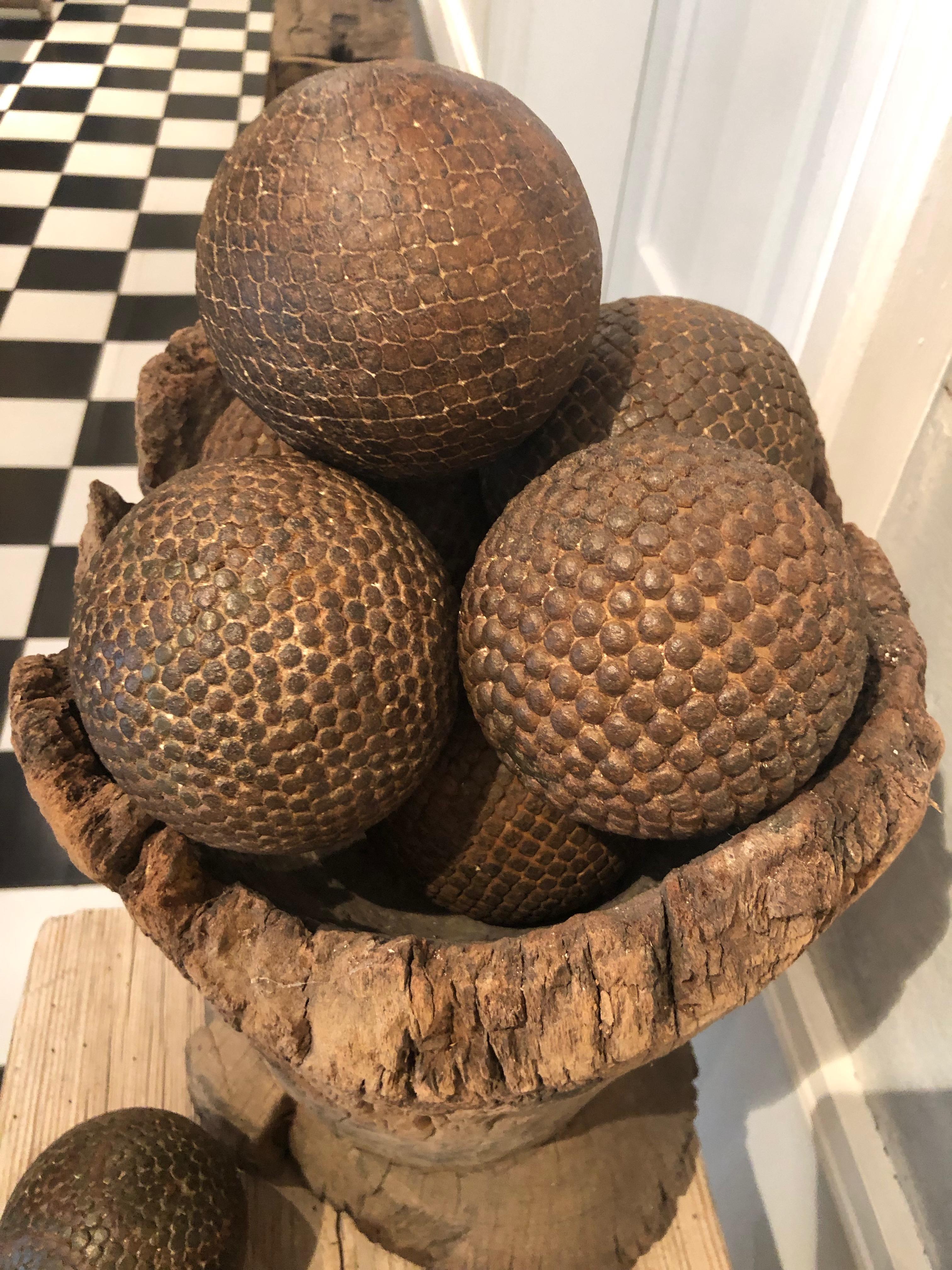 Collection of Eleven 19th Century French Iron-Studded Wooden Pétanque Balls 2