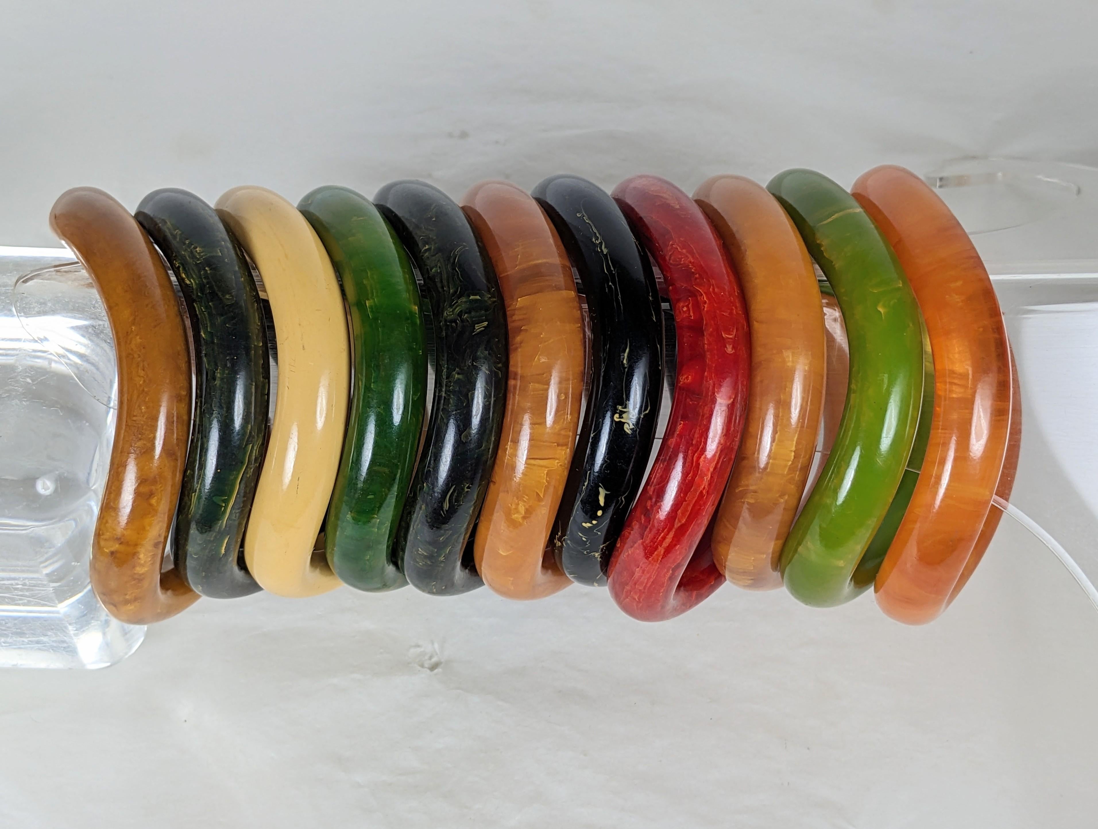 Collection of End of Day Bakelite Squiggle Bracelets For Sale 6