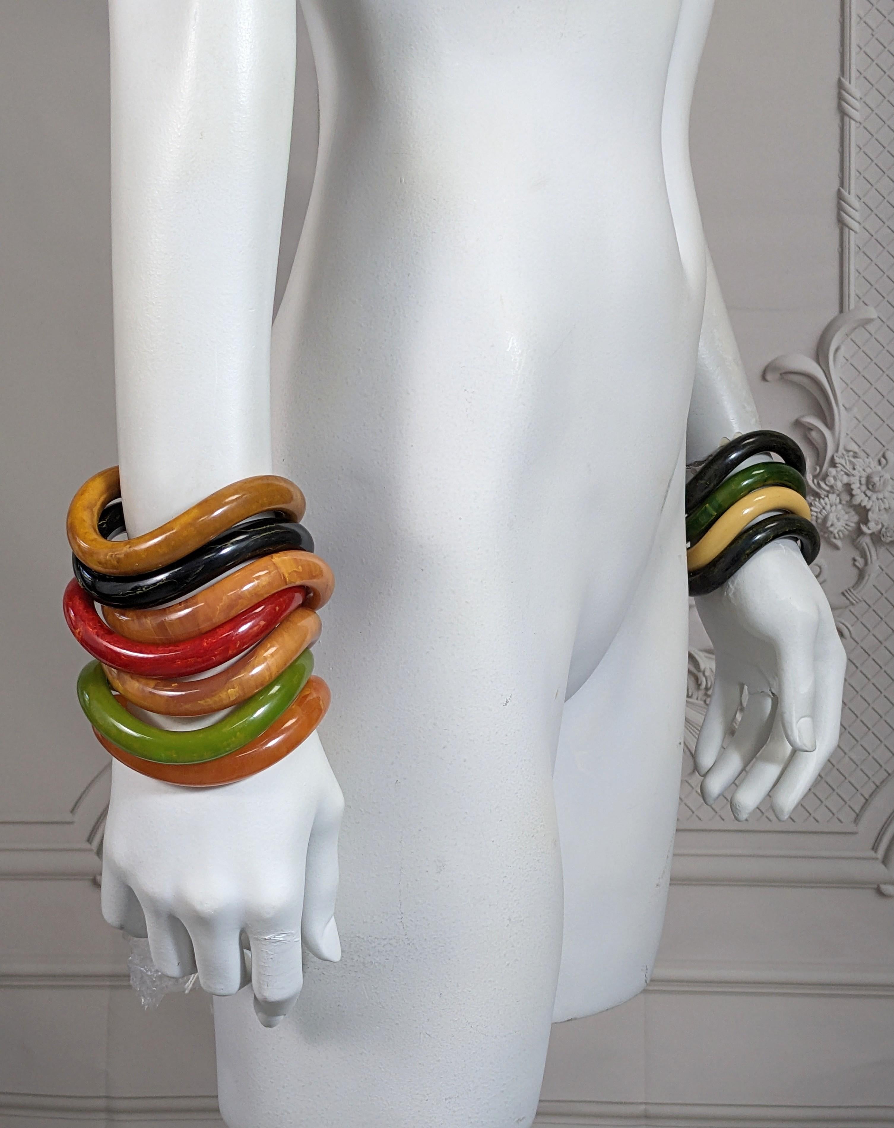 Collection of End of Day Bakelite Squiggle Bracelets For Sale 7