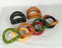 Collection of End of Day Bakelite Squiggle Bracelets