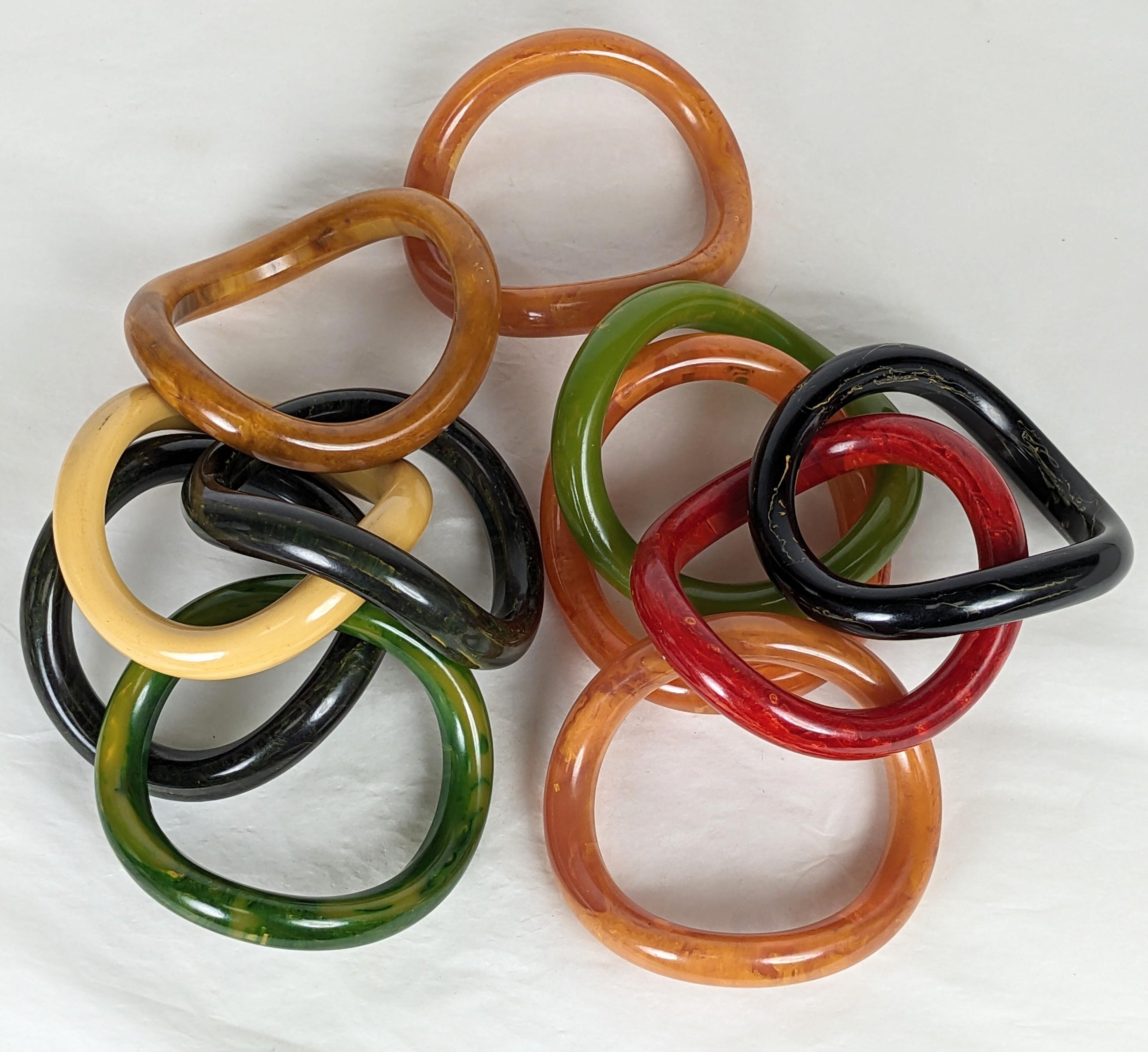 Collection of End of Day Bakelite Squiggle Bracelets For Sale 1