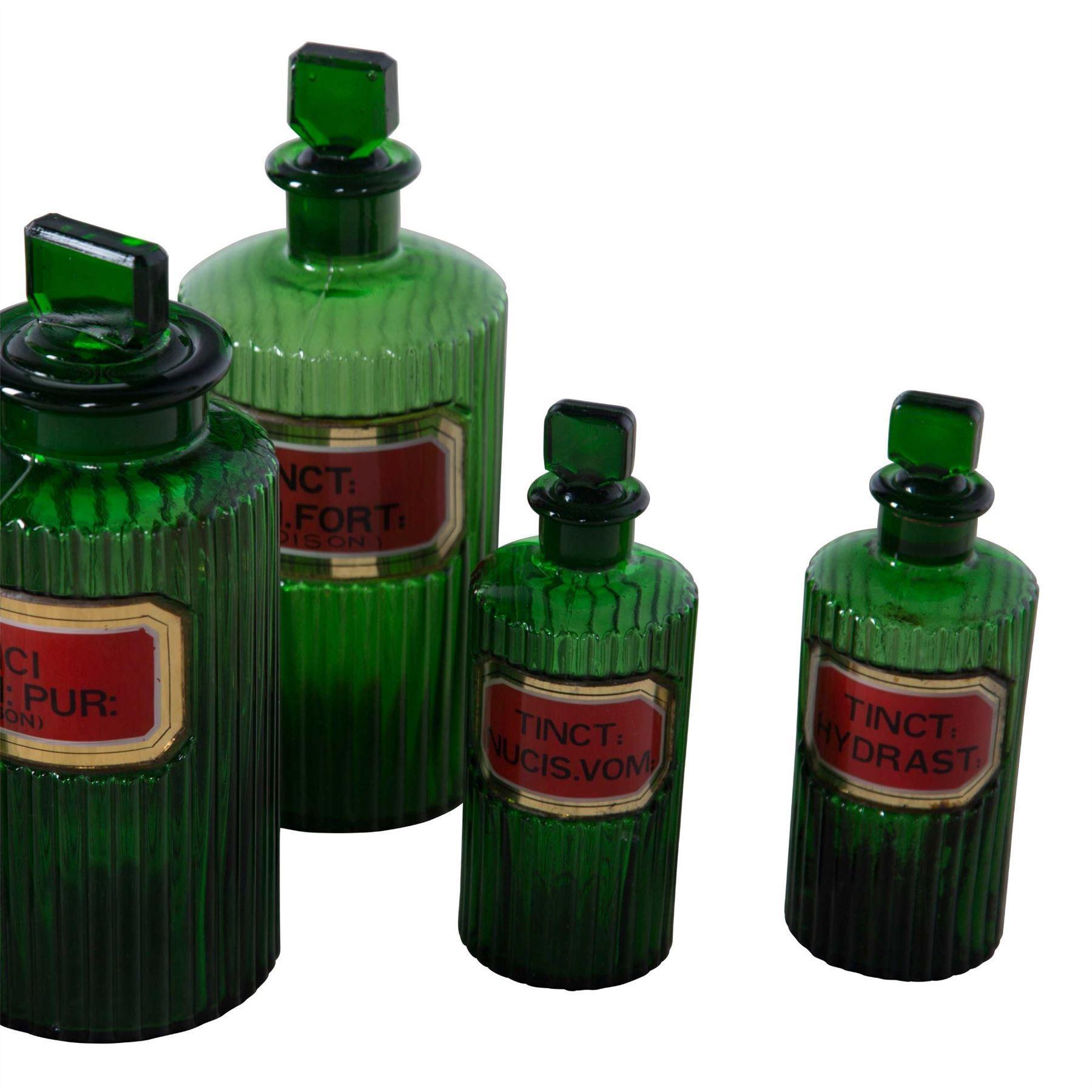 green apothecary bottles