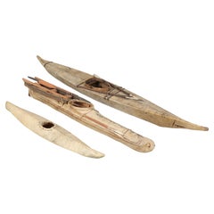 Collection of Eskimo Seal Skin Covered Kayaks from the Early 1900's All Original