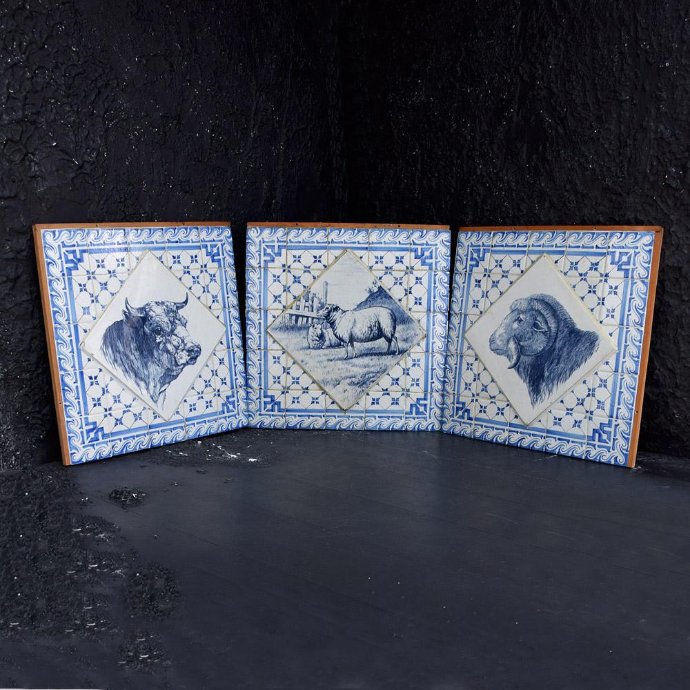 Ceramic Collection of Exceptionally Rare 19th Century Minton Butchers Advertising Tiles