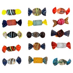 Collection of Fifteen Art Glass Wrapped Candies by Murano Glass