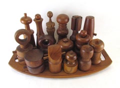 Collection of 15 Danish Modern Teak Pepper Mills