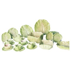 Collection of  Fifty-nine Pieces of Wannopee Lettuce Leaf Majolica Pottery