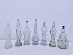 Collection of Figural Antique French Collectible Glass Bottles, Set of 13