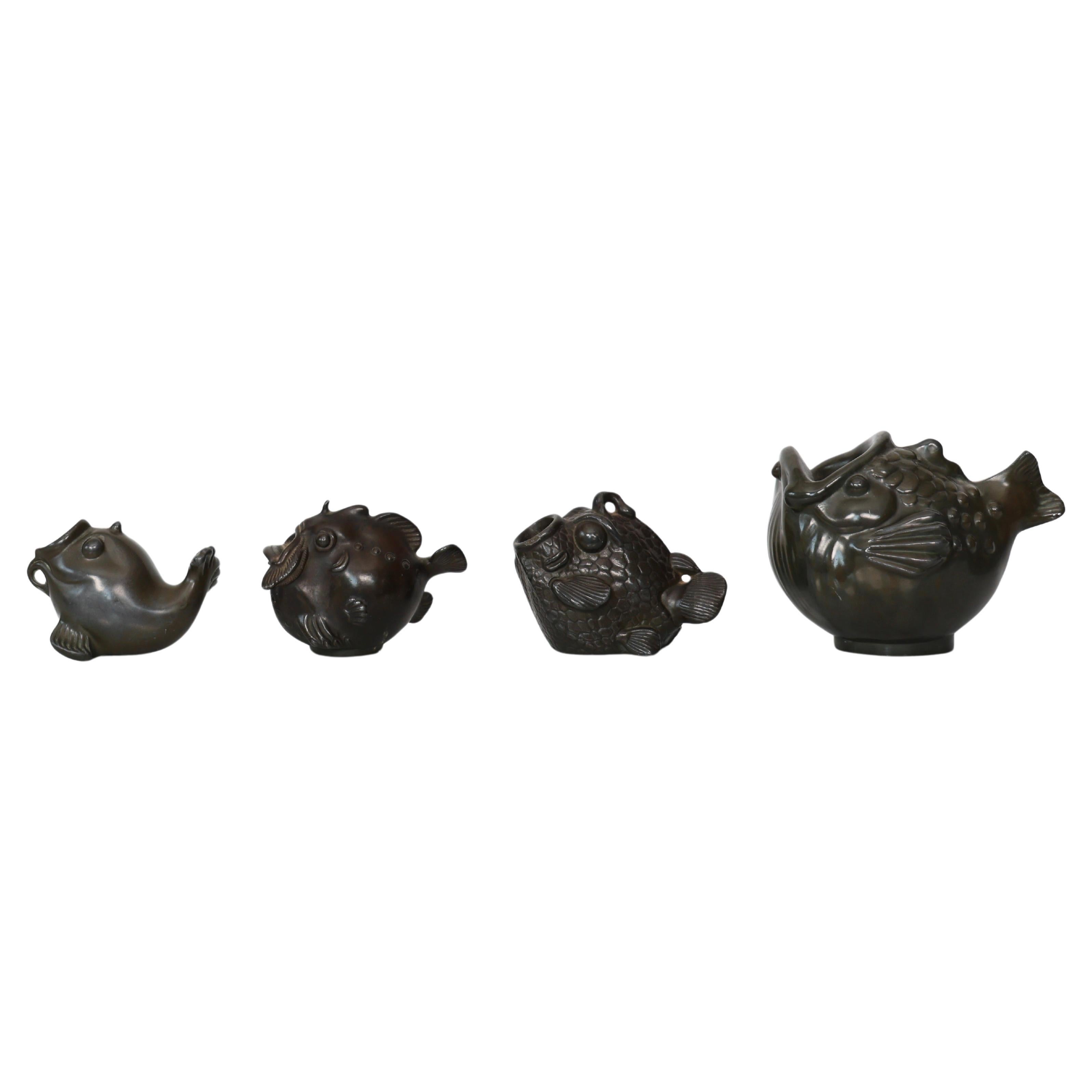 Collection of Fish-shaped Diskometal Figures by Just Andersen, 1930s, Denmark