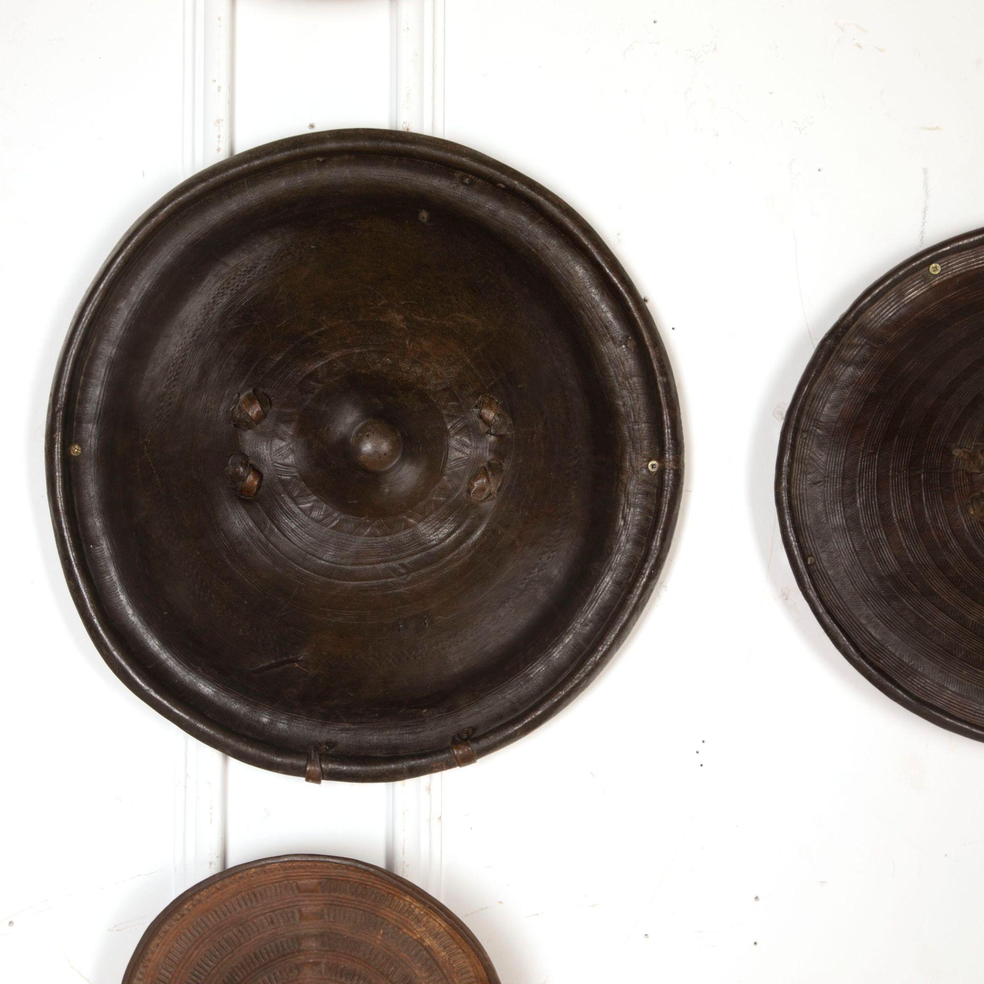 Collection of Five 19th Century African Leather Shields In Good Condition In Gloucestershire, GB