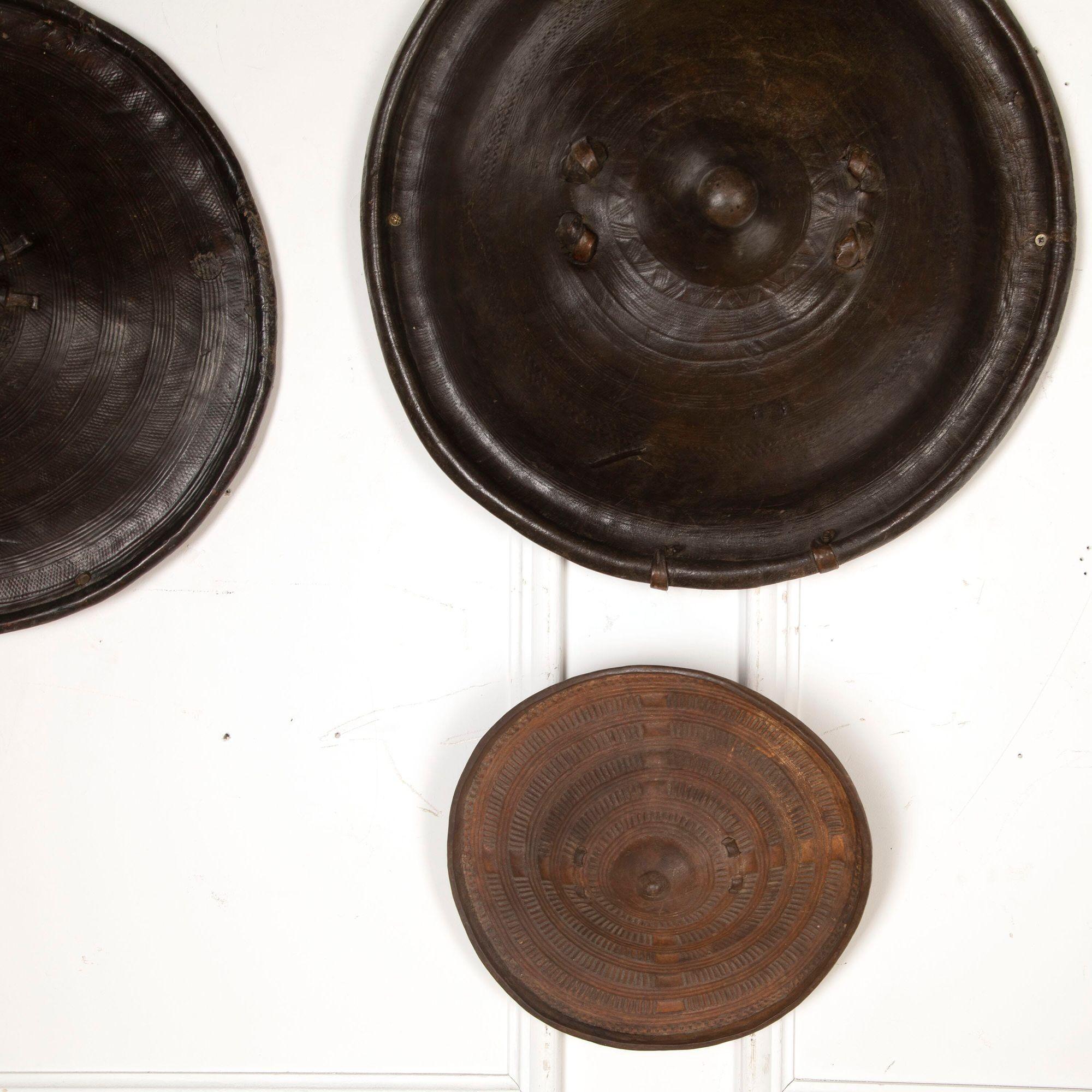 Collection of Five 19th Century African Leather Shields 4