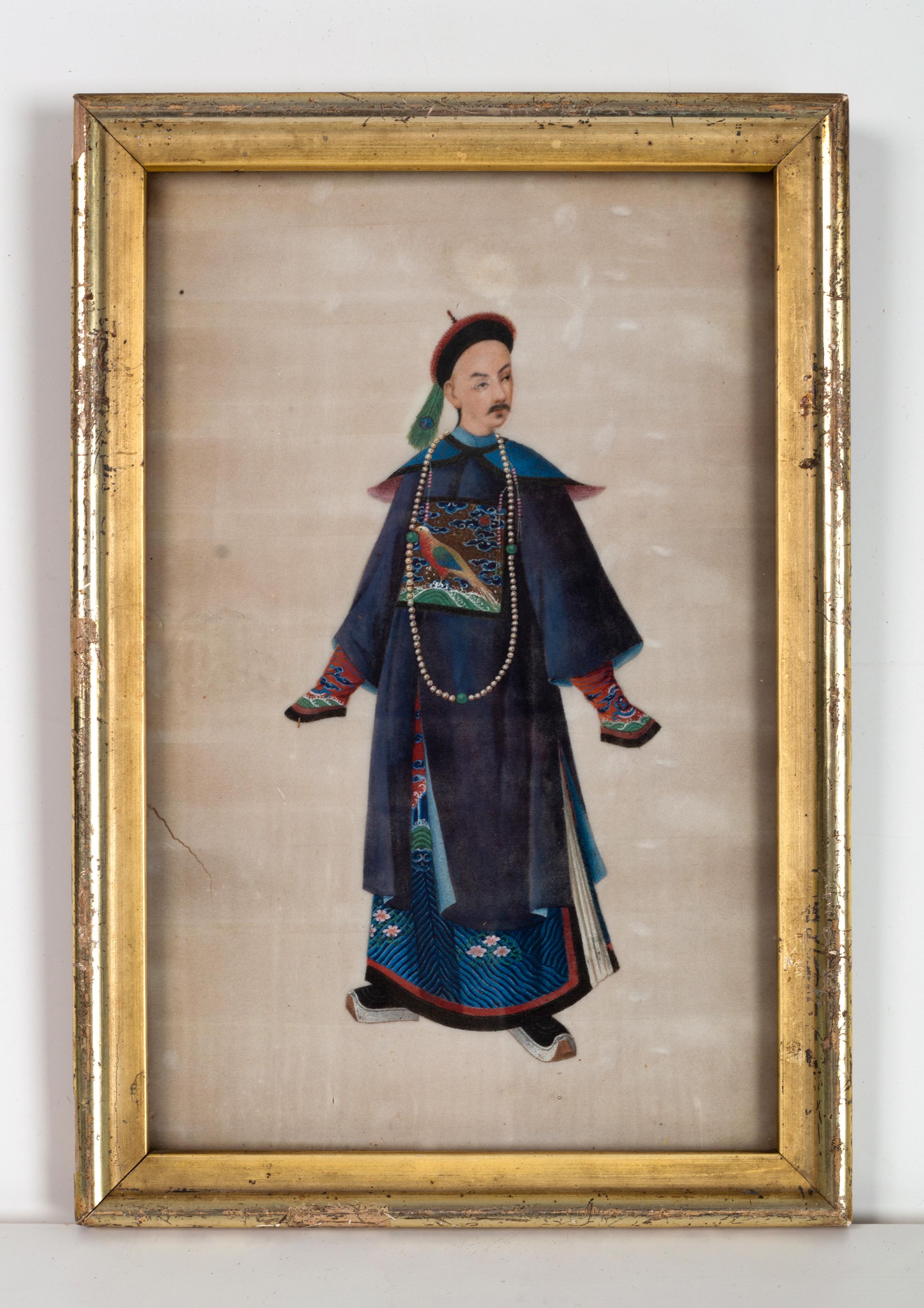 Collectional de cinq portraits à la gouache d'exportation chinoise du XIXe siècle sur papier à moelle.
C.1850
Représentation de personnages de la cour en tenue impériale
Encadré et vitré
Superbe Collection'S
En très bon état, avec les signes d'usure