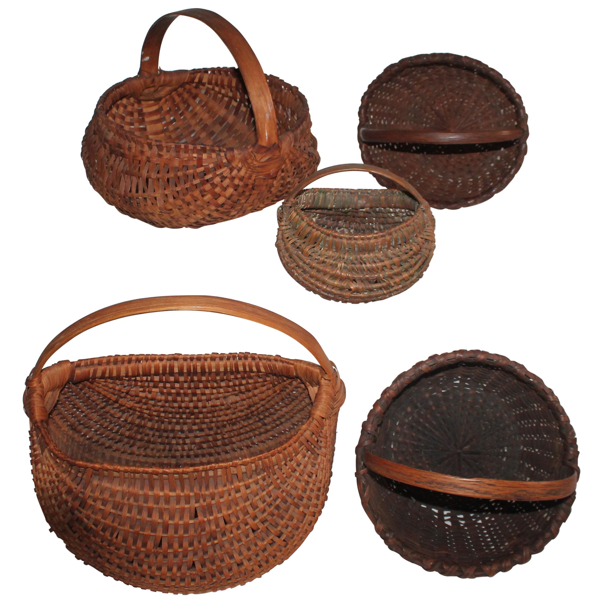 Collection of Five 19th Century Hiney Baskets
