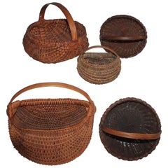 Antique Collection of Five 19th Century Hiney Baskets