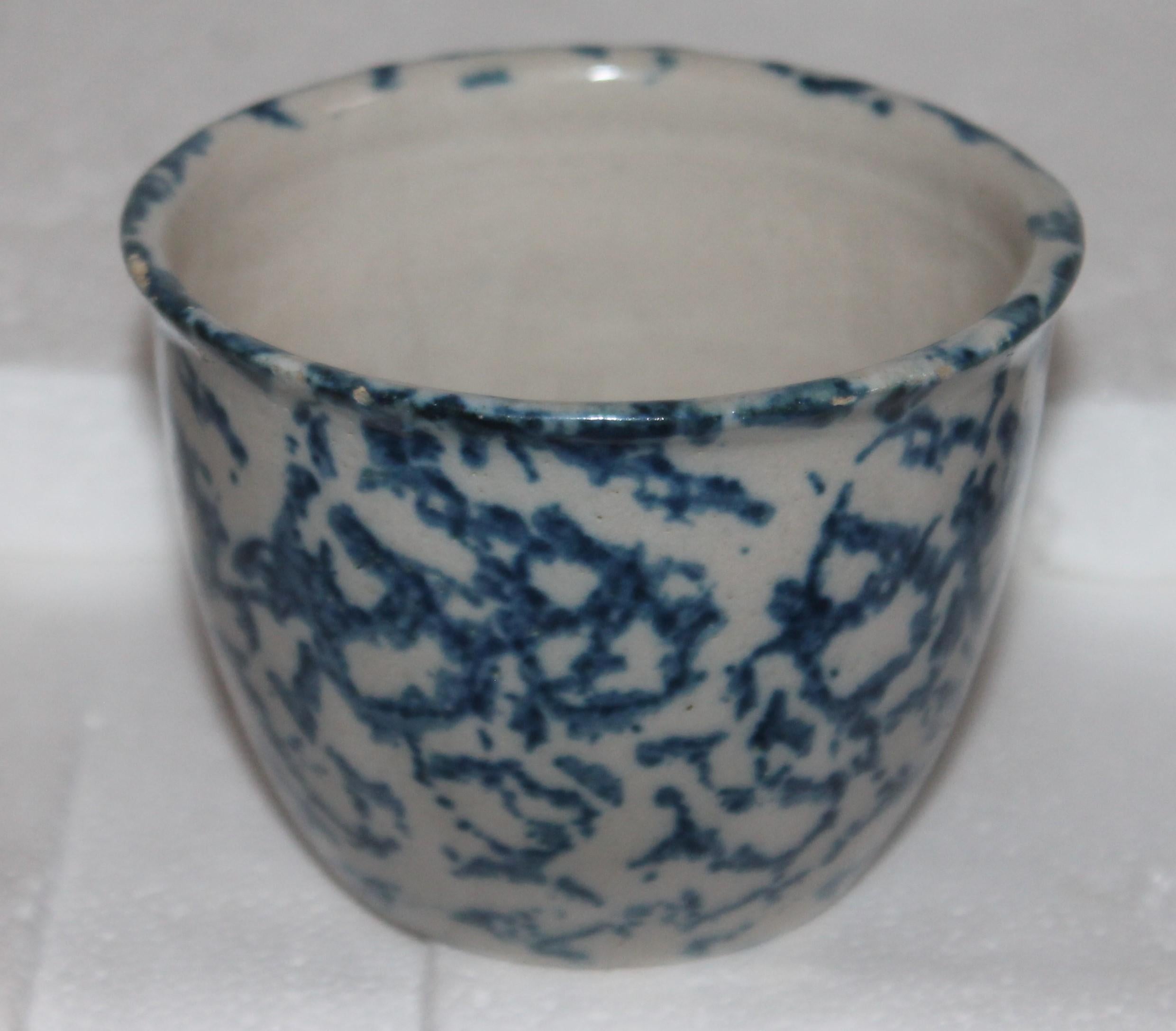 Hand-Crafted Collection of Five 19th Century Sponge Ware Custard Cups For Sale
