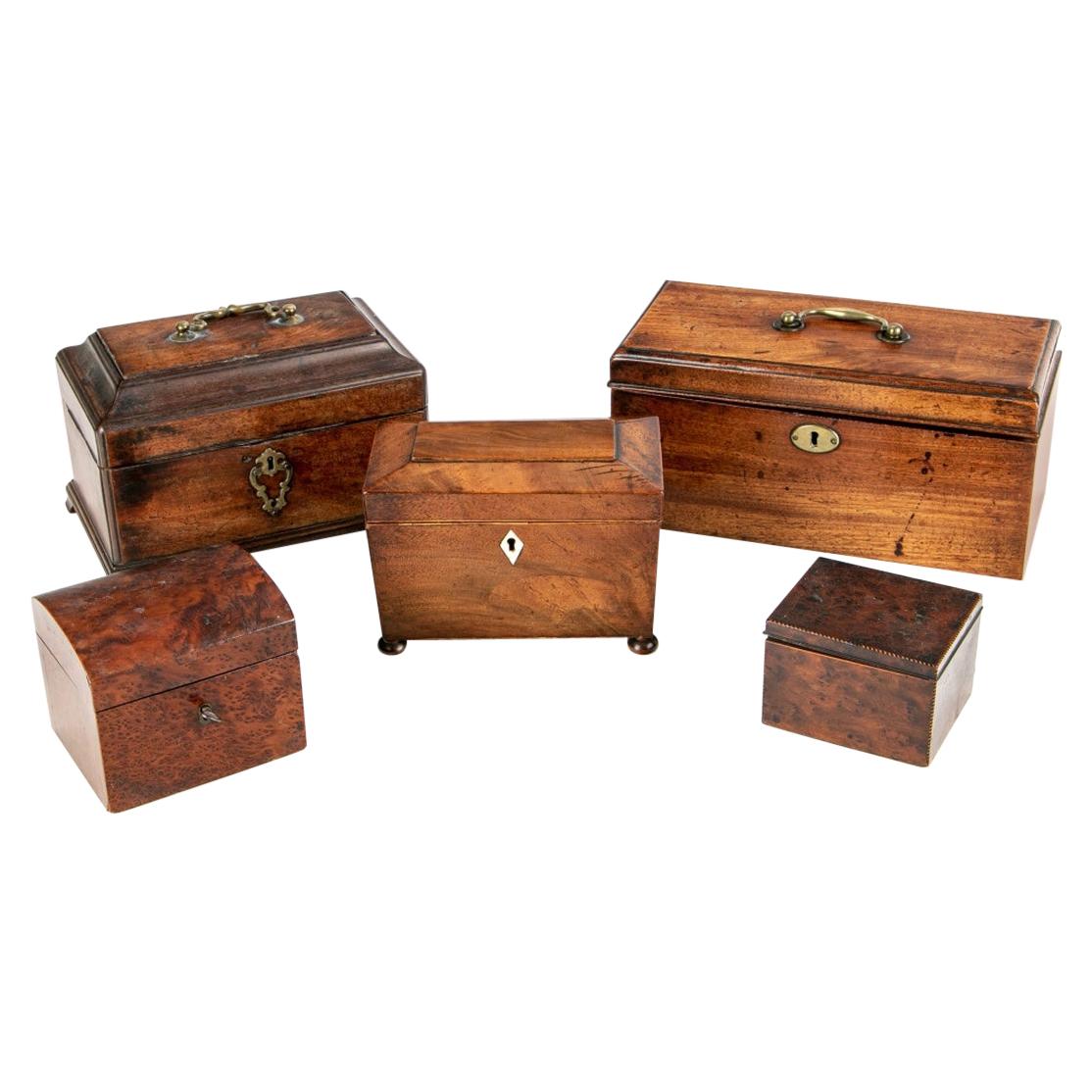 Collection of Five Antique Boxes at 1stDibs