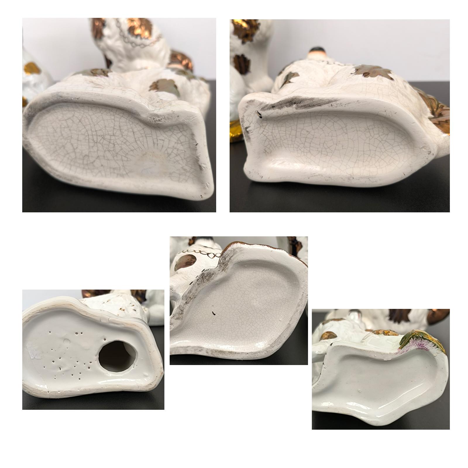 XX secolo Collectional di cinque antichi cani Spaniel da camino in ceramica Staffordshire in vendita