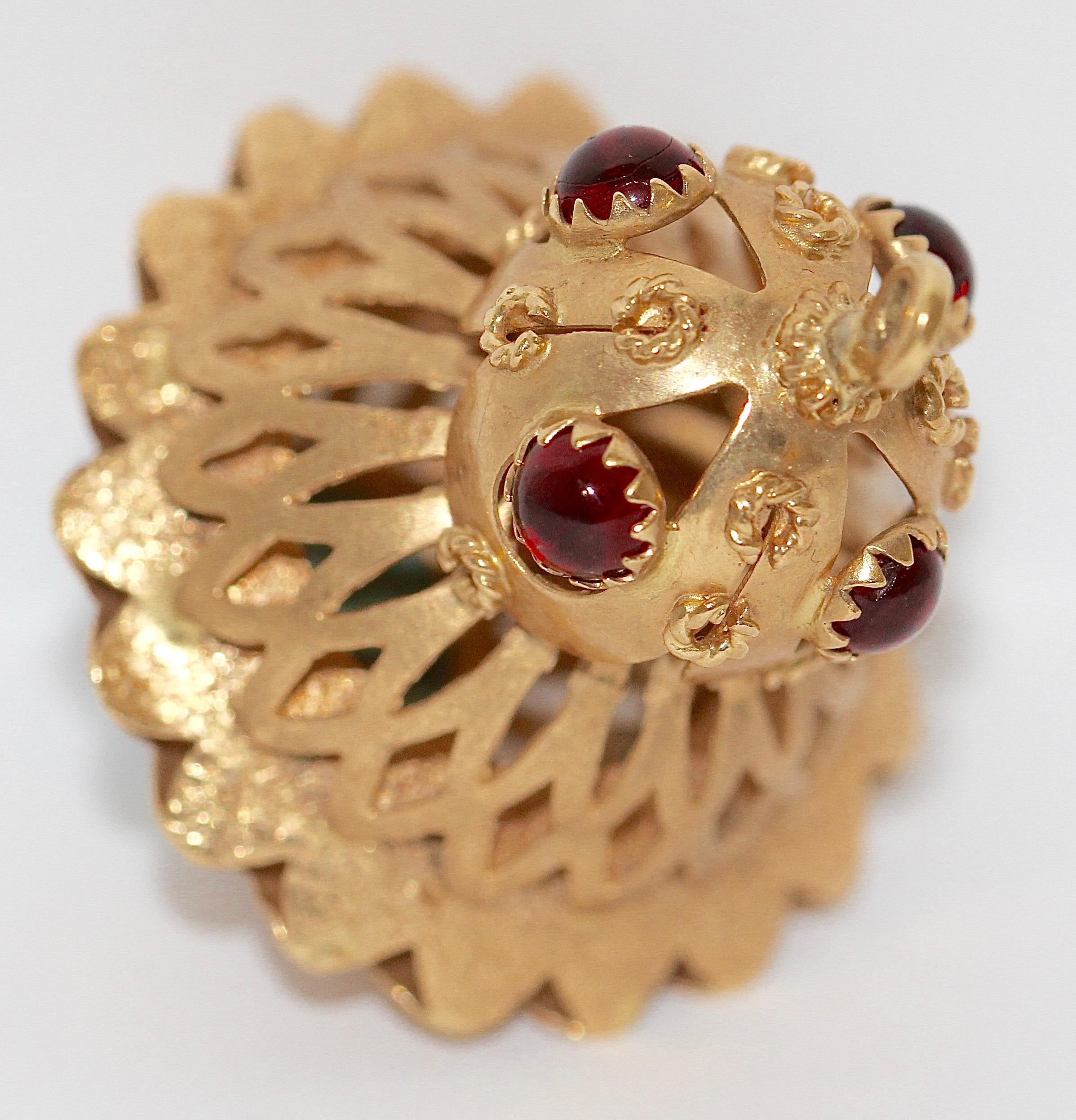 Collection of five, big 18K gold gemstone pendants. Suitable for charm bracelet. 6