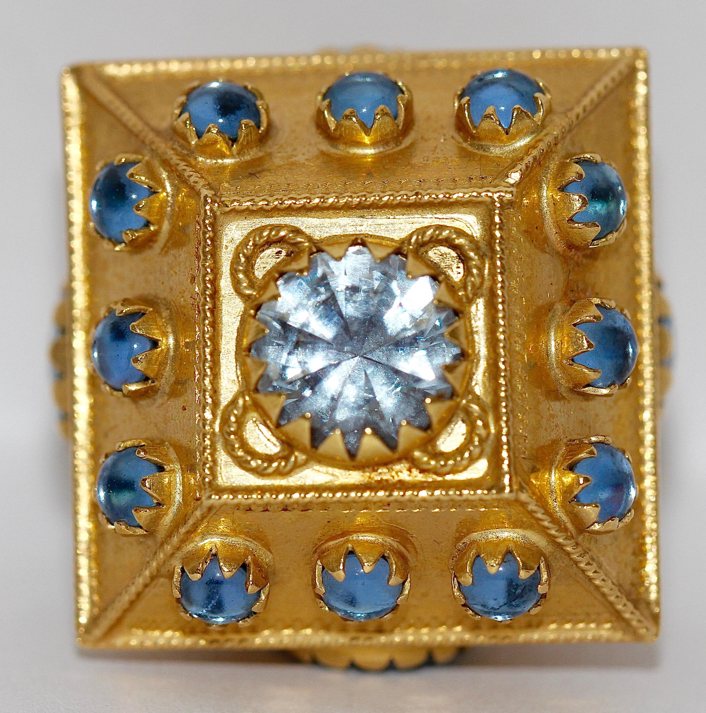Collection of five, big 18K gold gemstone pendants. Suitable for charm bracelet. 10