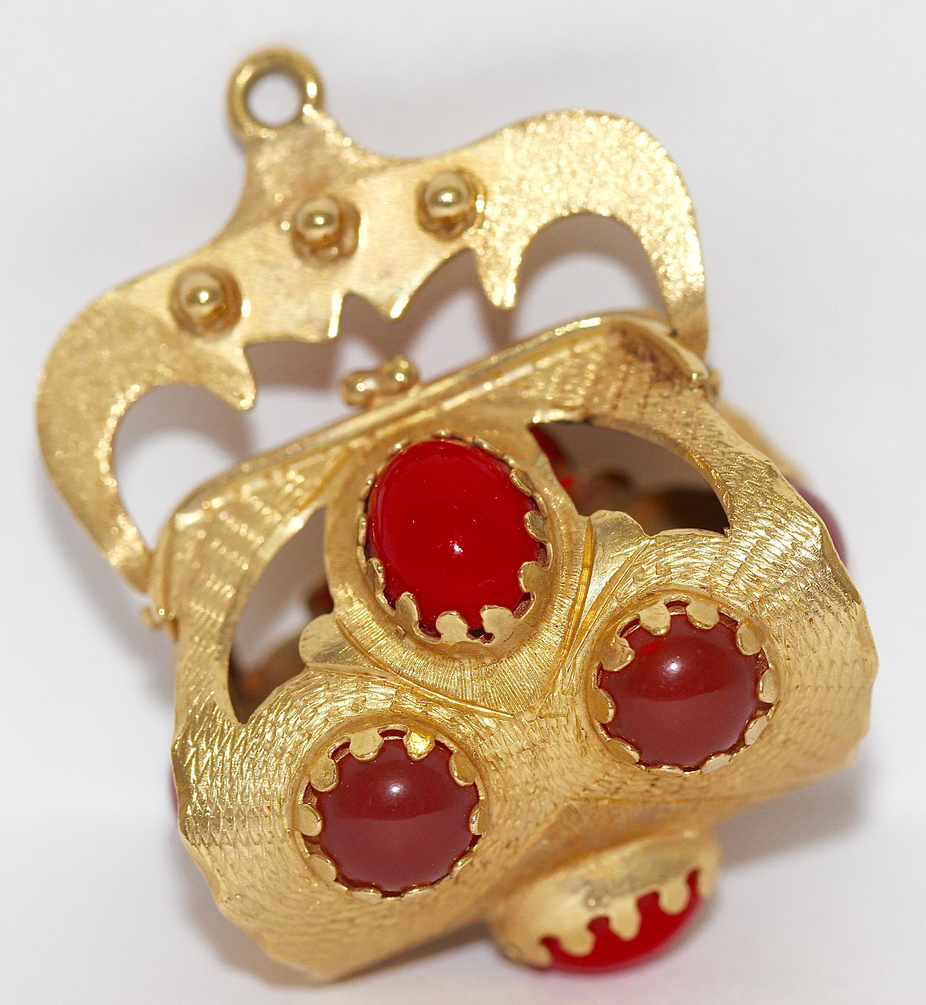 Women's Collection of five, big 18K gold gemstone pendants. Suitable for charm bracelet.