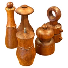 Collection of Five Danish Modern Teak Pepper Mills by Jens Quistgaard for Dansk