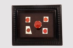 Collection of five framed wax impressions from seals, France 1850.