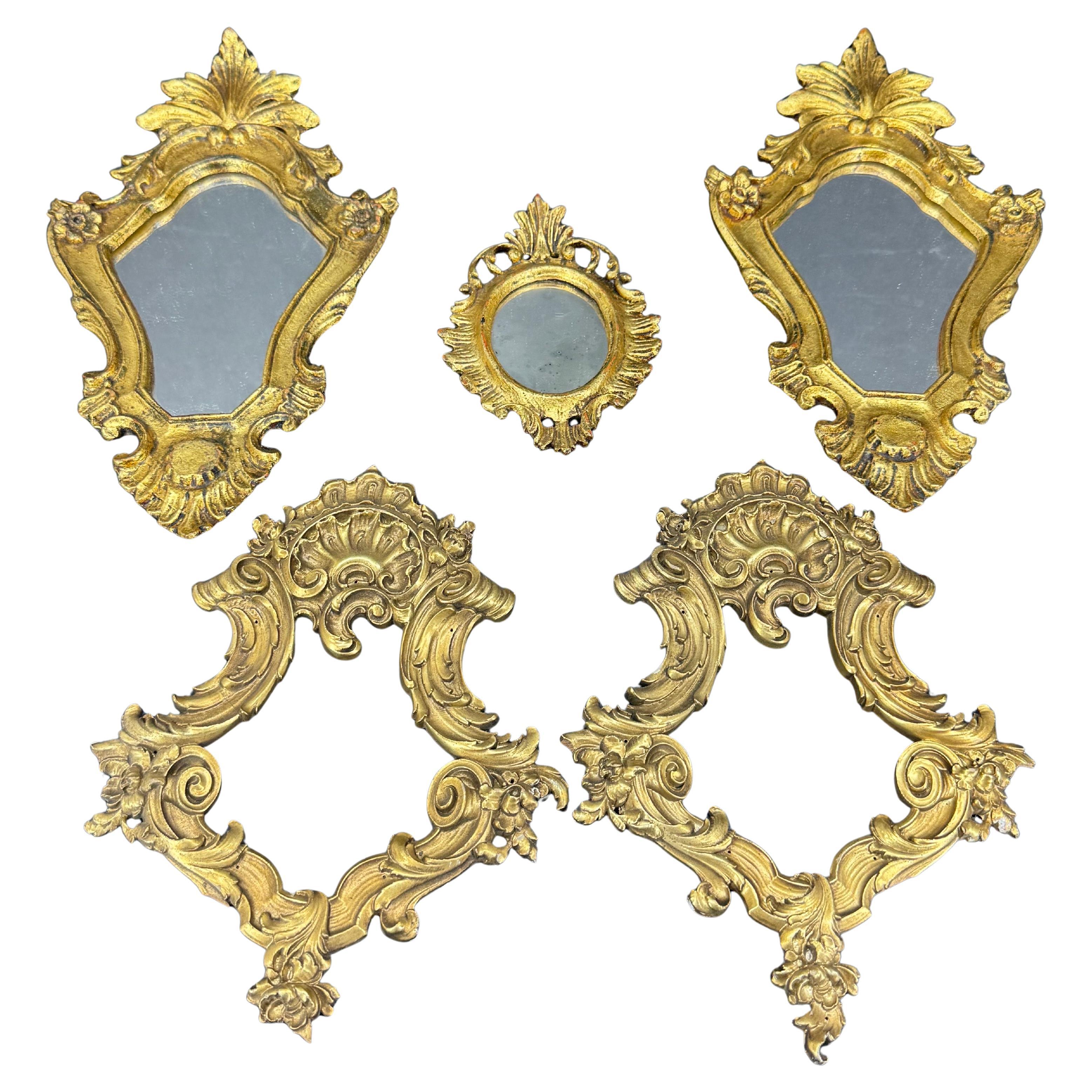 Collezione di cinque specchi e cornici d'arte italiani Florentine