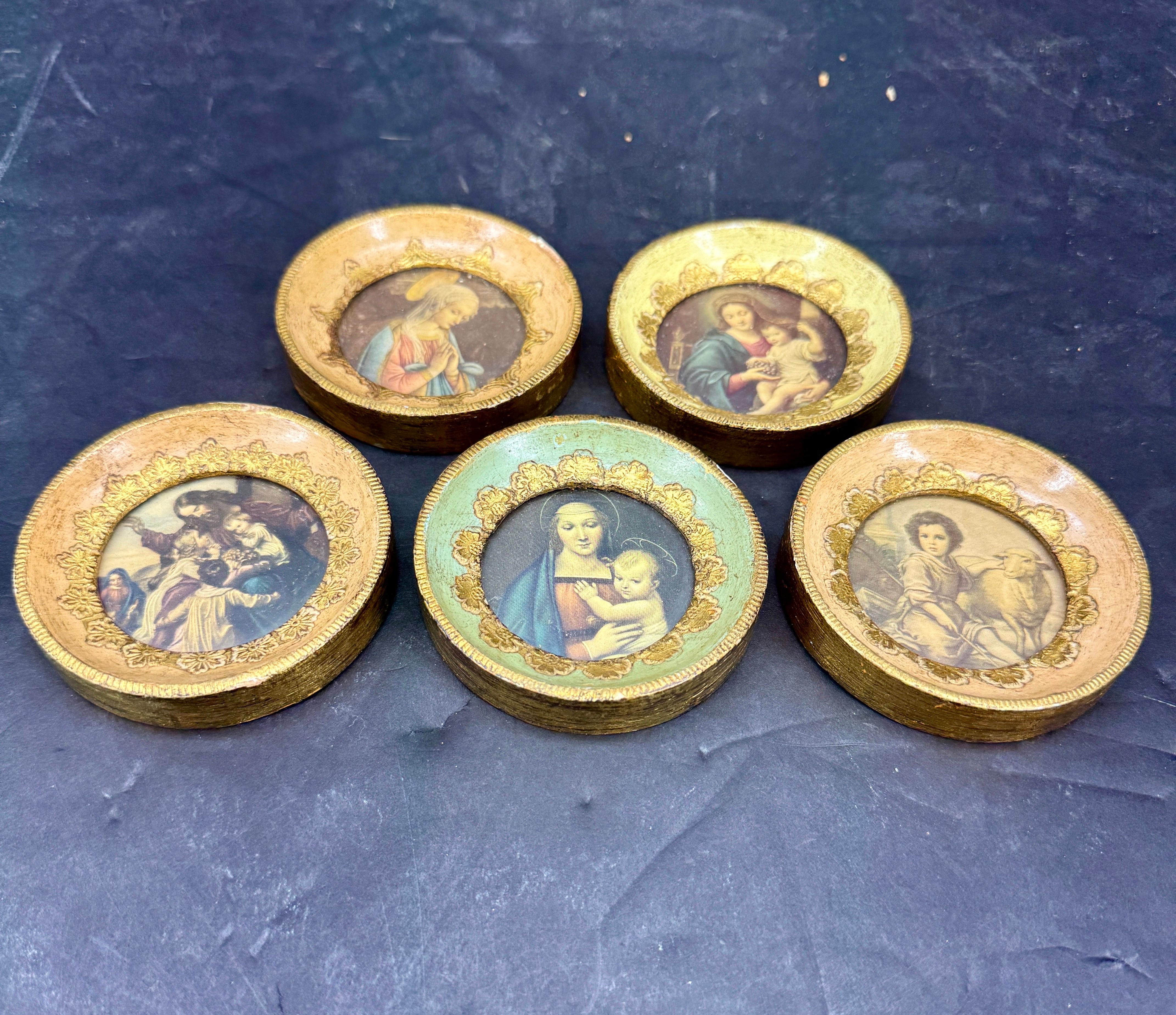 Collection of Five Italian Florentine Round Art Photo Frames 8