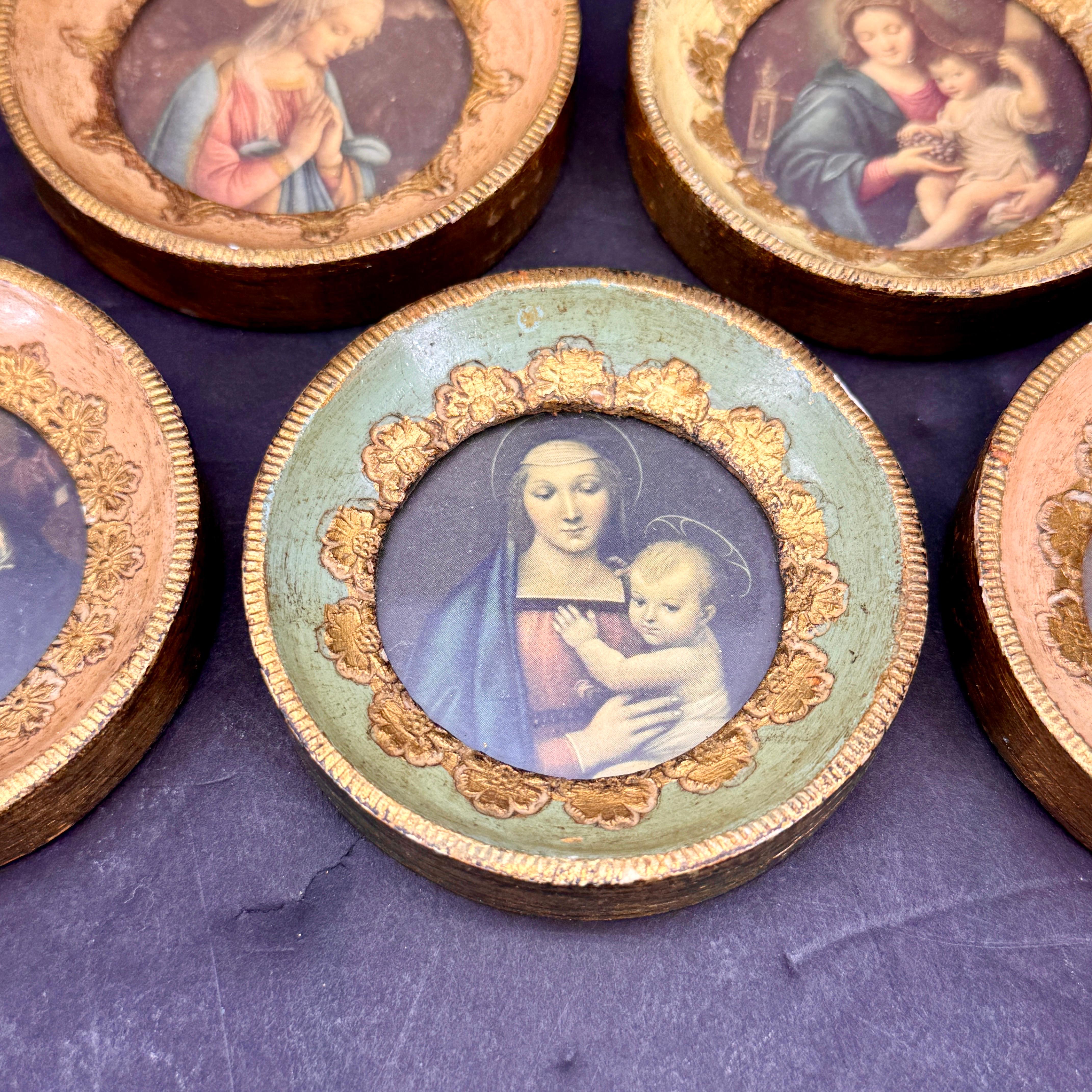 20th Century Collection of Five Italian Florentine Round Art Photo Frames