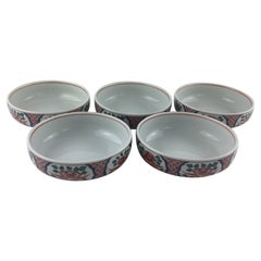 Collection of Five Japanese Imari Porcelain Bowls, Hand Painted