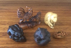 Collection of Five Japanese Wood Netsukes / Ojime