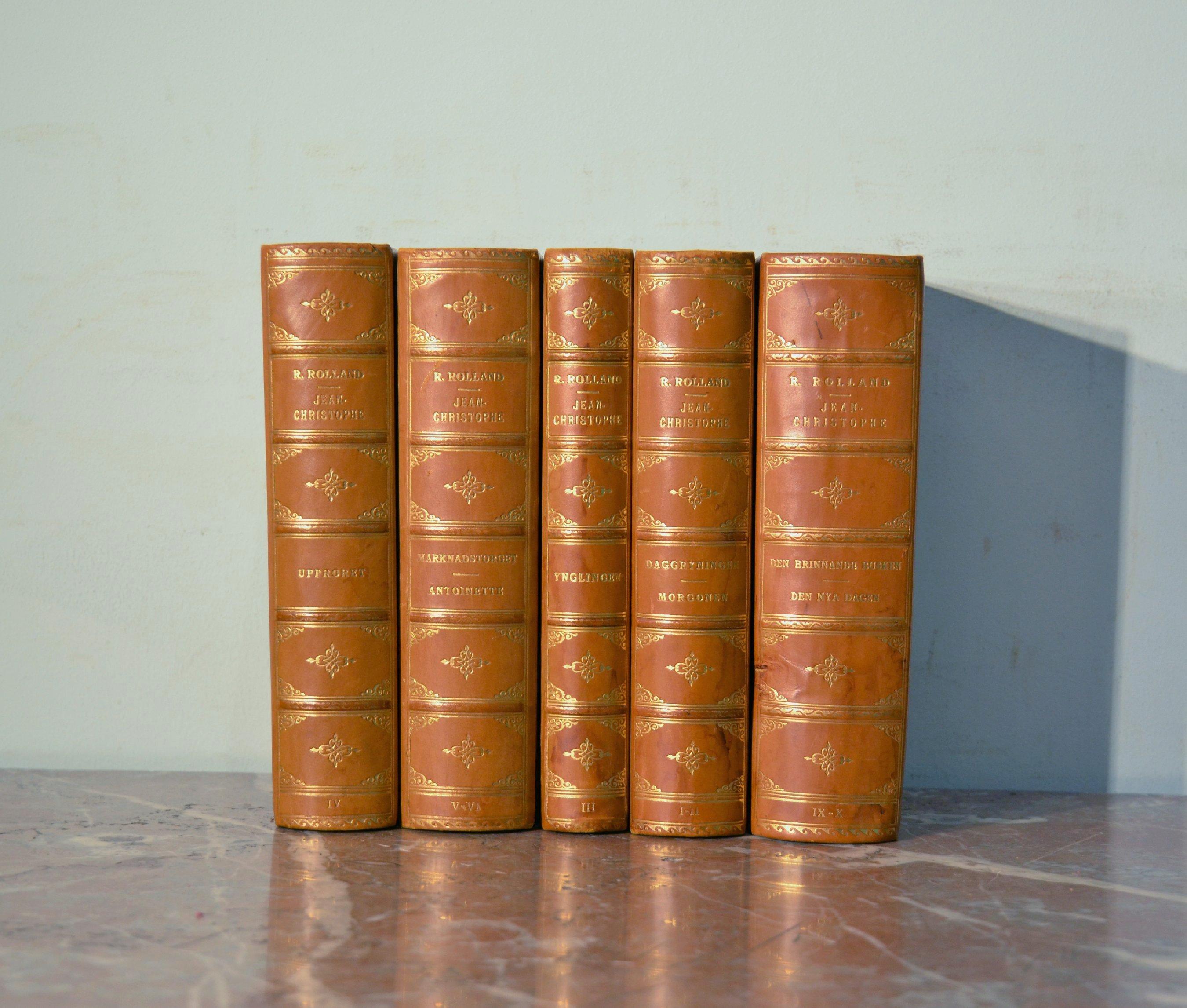 Collection of Five Leather Bound Books, Series 129 1