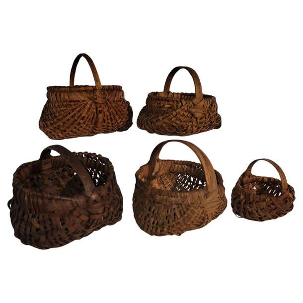 Collection of Five Miniature Hand Woven Baskets For Sale at 1stDibs