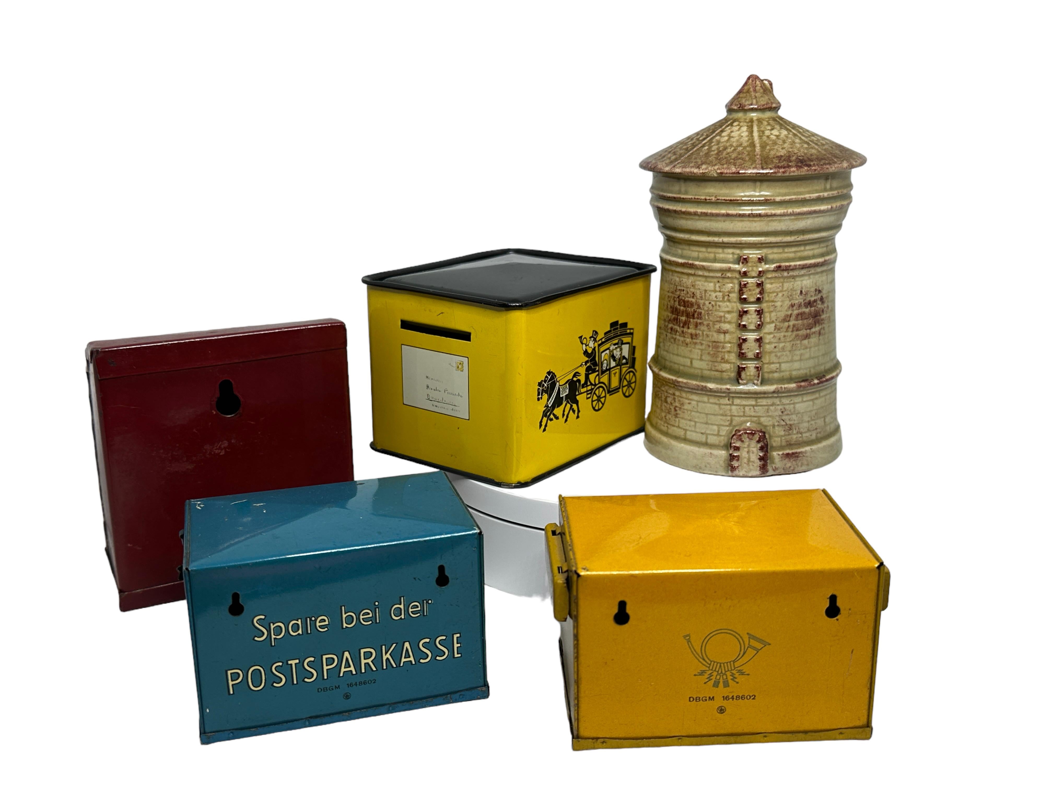 Collection of Five Money Box Piggy Bank, Vintage German, 1920s - 1960s In Good Condition For Sale In Nuernberg, DE