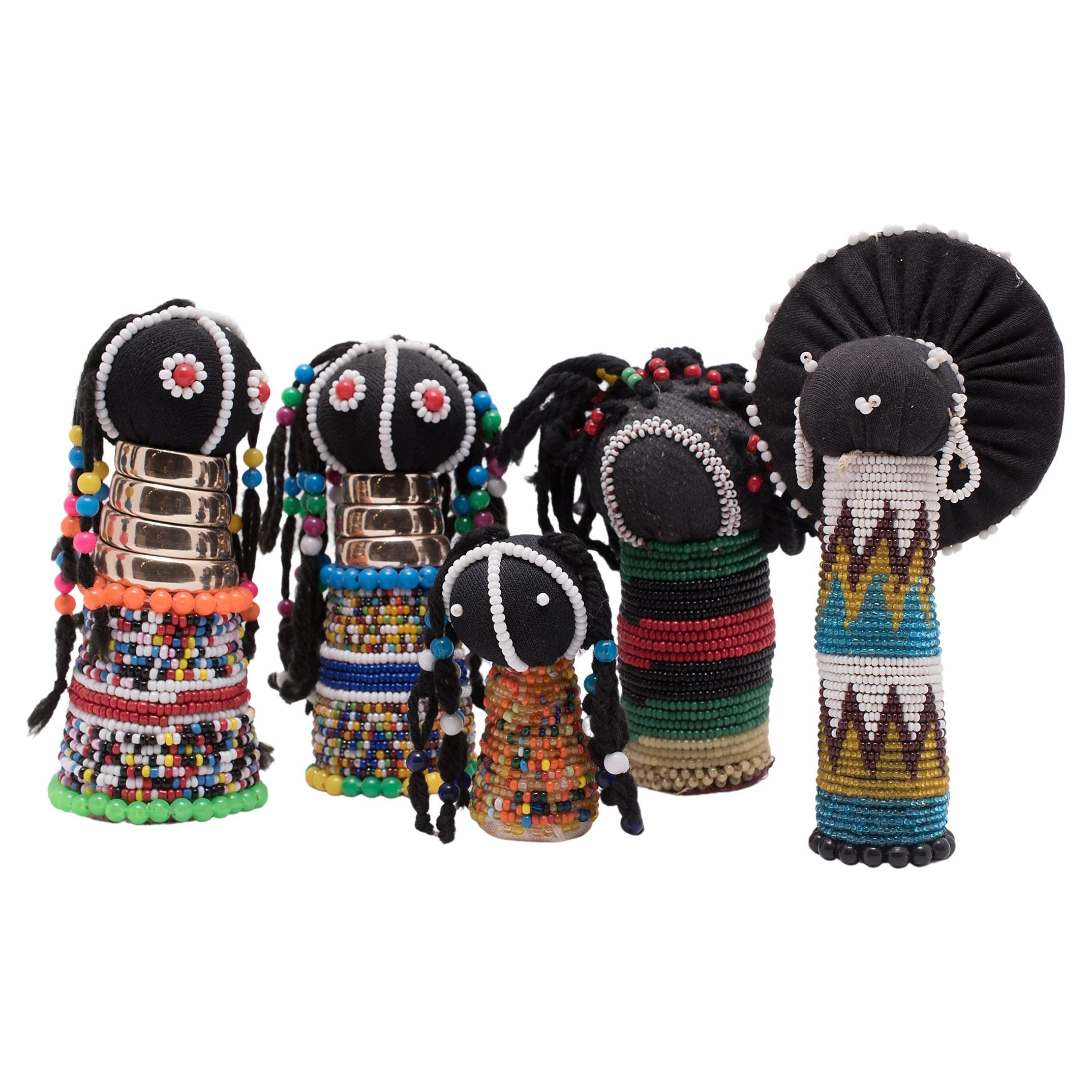Collection of Five Petite Ndebele Toy Dolls