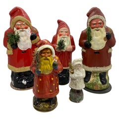 Collection of Five Santa Claus Belsnickle Candy Container German Christmas