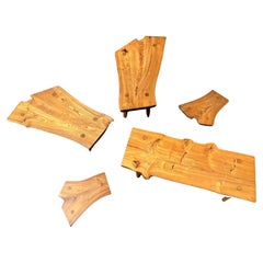 Collection of Five Slab Tables, Bench, Coffee Table, Side Table 1974