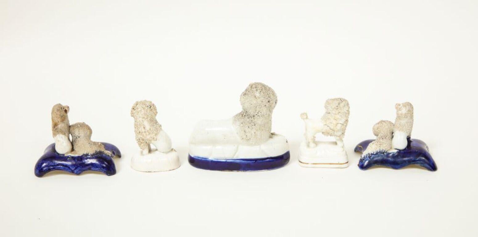 Collection of Five Staffordshire Figures of Poodles In Good Condition For Sale In New York, NY