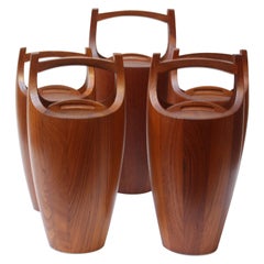 Collection of Five Staved Teak 'Congo' Ice Buckets by Jens Quistgaard for Dansk