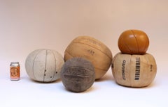 Collection of Five Vintage European Leather Medicine Balls