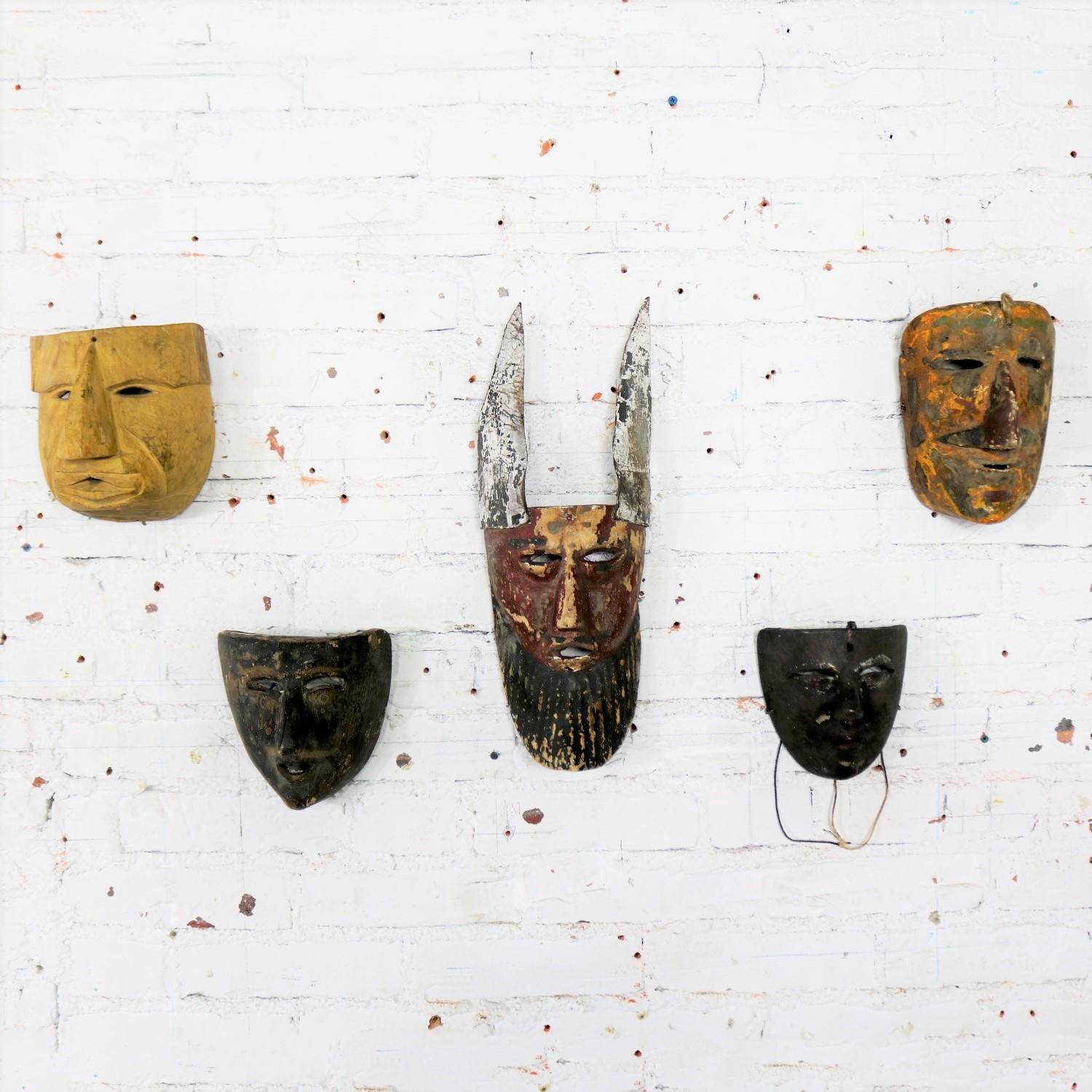 vintage mexican wood masks