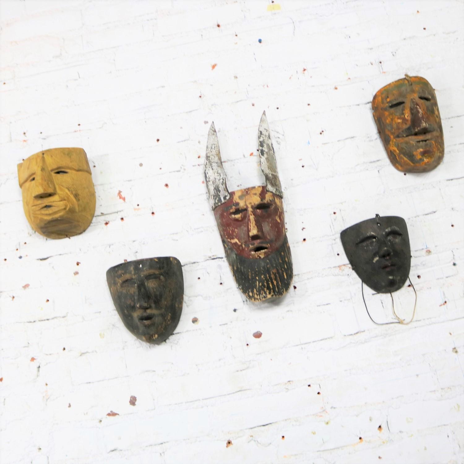 antique wooden mexican masks