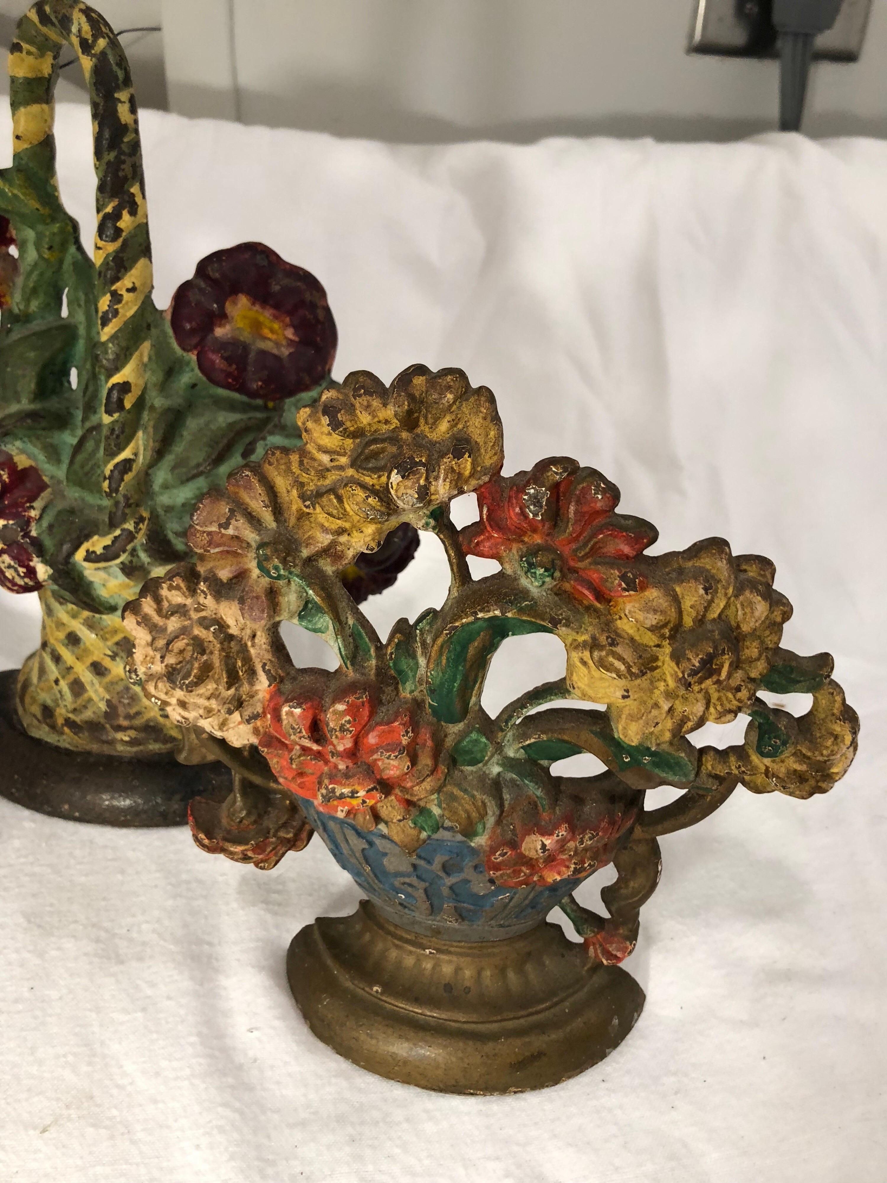 Collection of Floral Cast Iron Bookends In Good Condition In Redding, CT