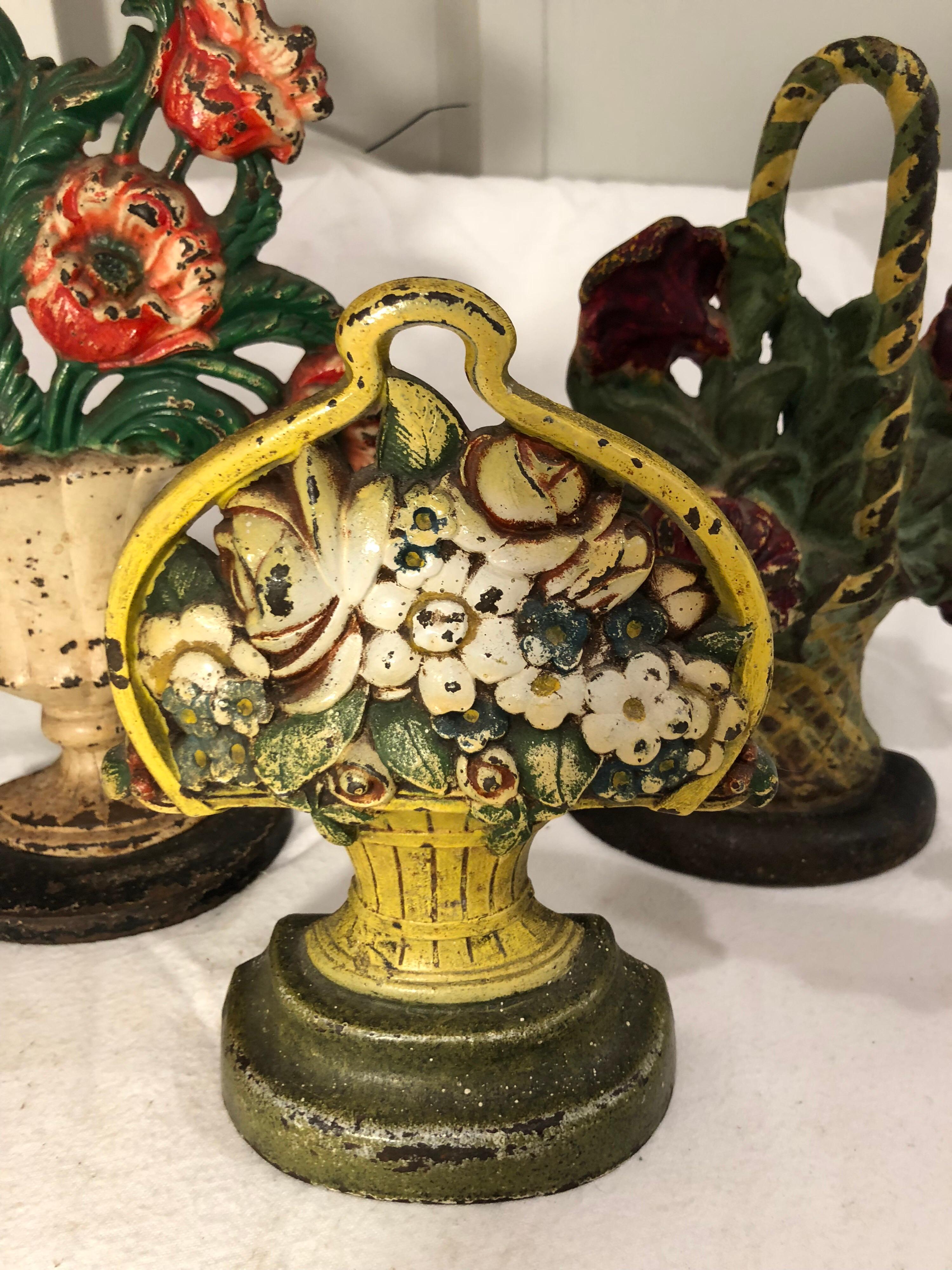 Paint Collection of Floral Cast Iron Bookends