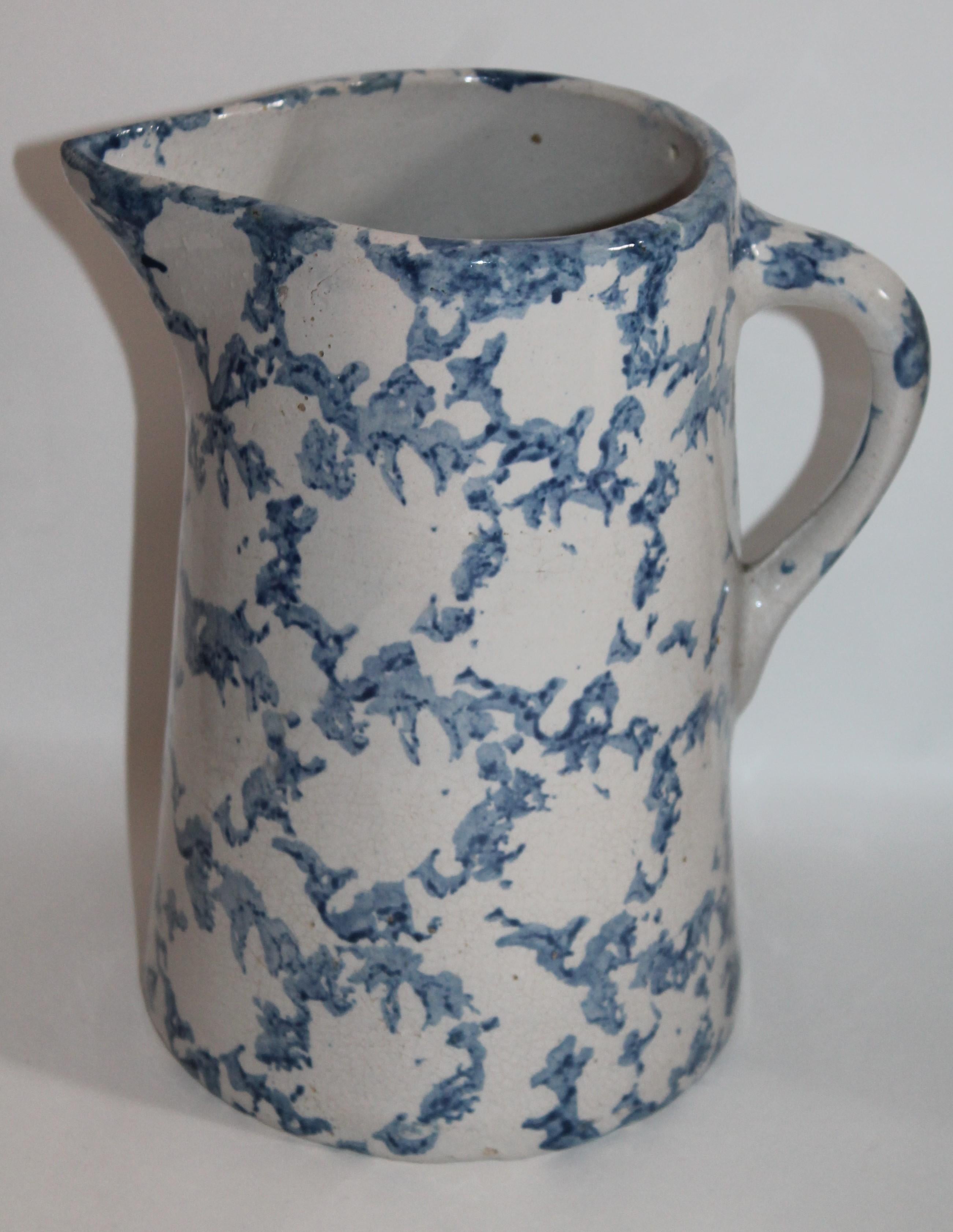 Hand-Painted Collection of Four 19th Century Design Sponge Ware Pitchers