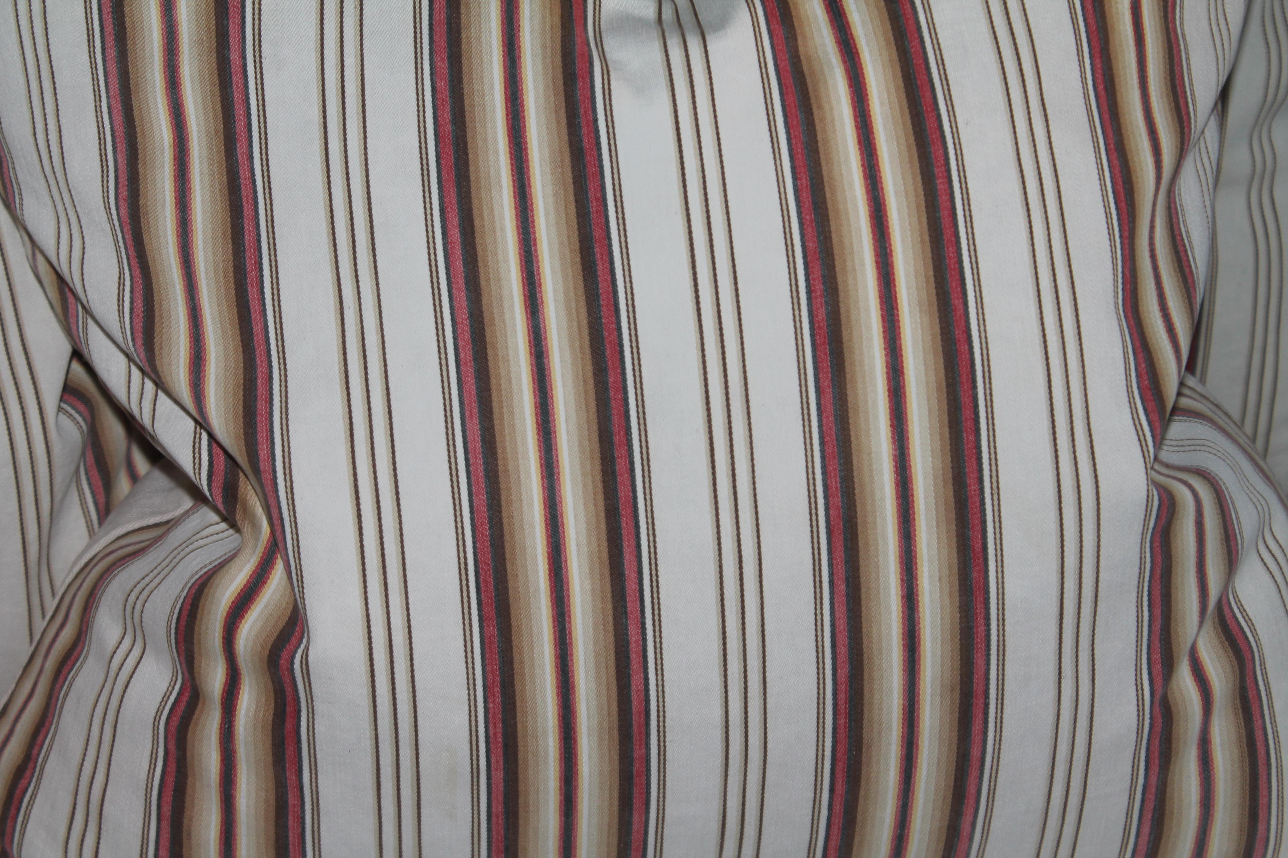 Collection of Four 19thc Ticking Stripe Pillows, Two Pairs In Good Condition For Sale In Los Angeles, CA