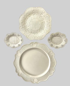 Collection of Four Antique English Salt Glazed Stoneware Dishes, circa 1765