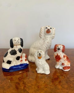 Collection Of Four Antique Quality Staffordshire Dogs