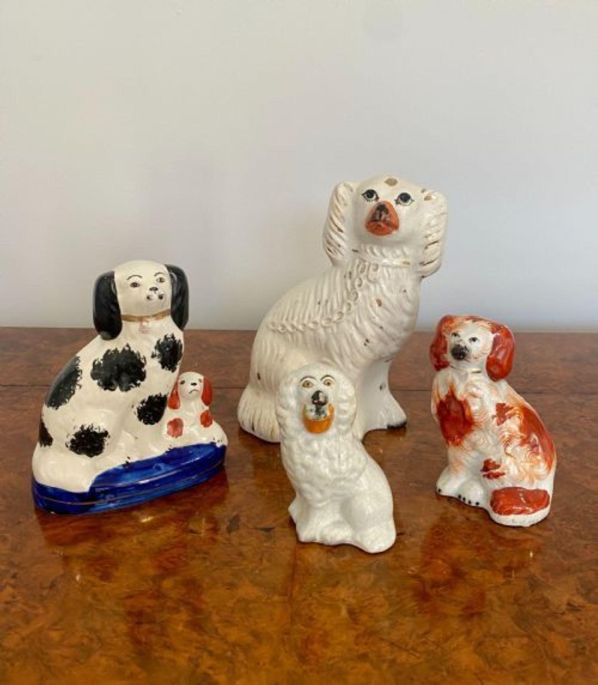 Collection Of Four Antique Quality Staffordshire Dogs In Good Condition For Sale In Ipswich, GB